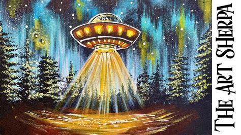 Alien UFO UAP 🌟🎨 EASY How to paint acrylics for beginners: Paint Night ...