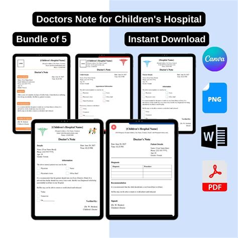 Children's Hospital Doctors Note Template Printable PDF Word