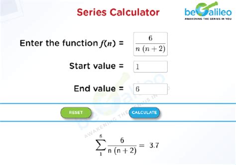 Series Calculator - Online Math Calculators | beGalileo