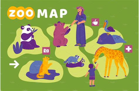 Zoo park map. Layout of animal | Animal Illustrations ~ Creative Market