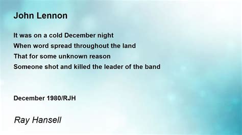 John Lennon - John Lennon Poem by Ray Hansell