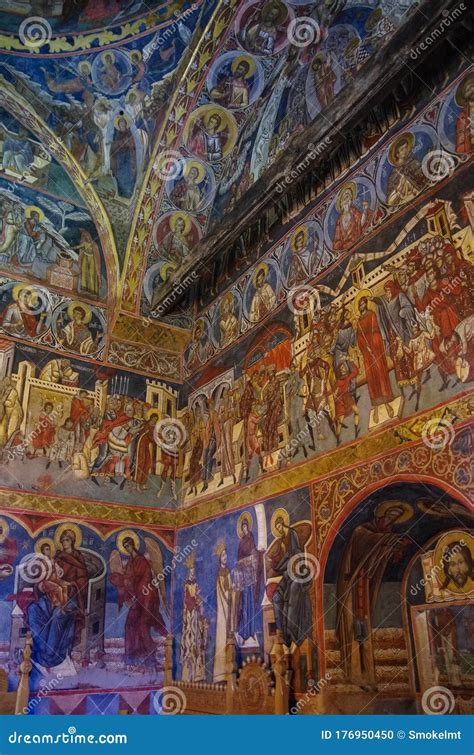 Frescos on Interior of Humor Monastery Located in Gura Humorului ...