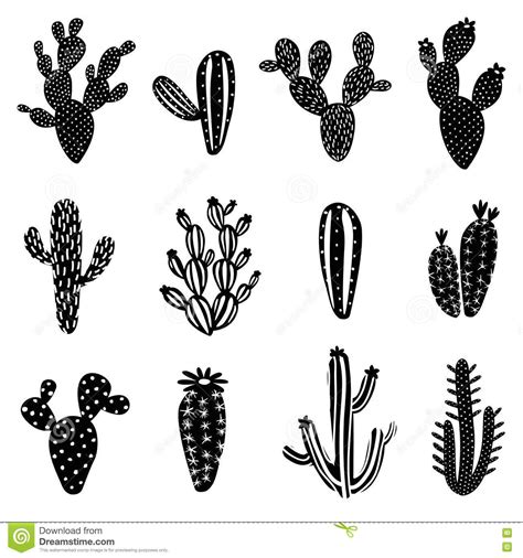 Cactus Silhouette Illustration Set Stock Vector - Illustration of ...