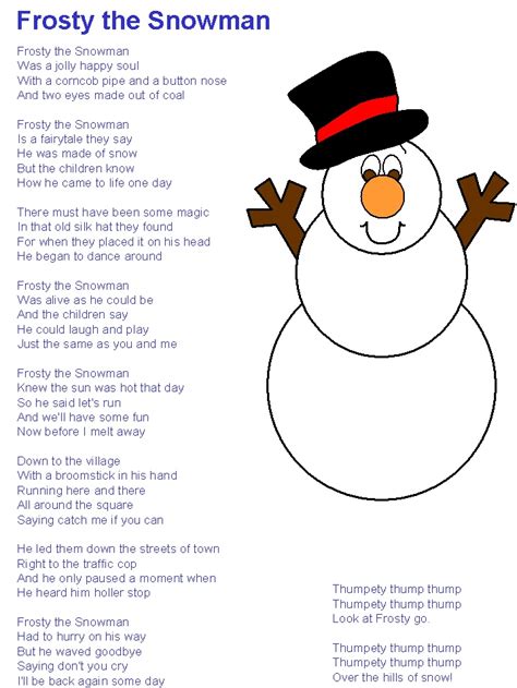 Frosty the Snowman lyrics | Christmas songs lyrics, Frosty the snowman ...