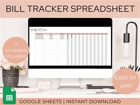 Bill Tracker Spreadsheet Google Sheets Bill Tracker | Etsy