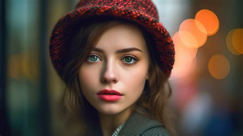 Hat Girl In Red Standing The City Backgrounds | JPG Free Download - Pikbest