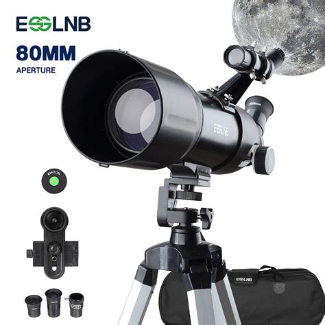 80mm Lens Telescope with High Tripod Handbag 16-133X for Moon Watching ...