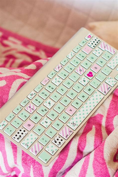 Mint and pink heart polka dot Washi tape style Macbook keyboard decal Decal Sticker for Macbook ...