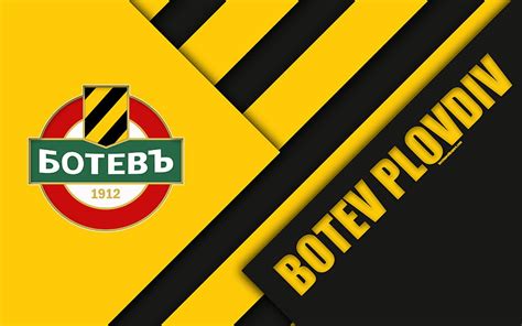 PFC Botev Plovdiv, material design, logo, Bulgarian football club, black yellow abstraction ...