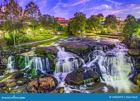 Downtown Waterfall in Greenville South Carolina SC Stock Photo - Image ...