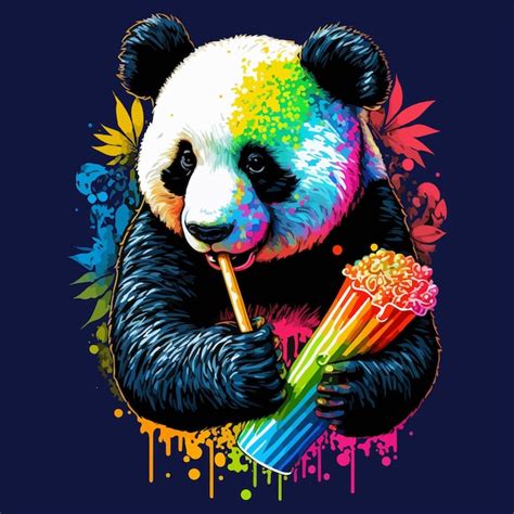 Premium Vector | Colorful panda in pop art style