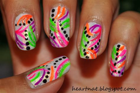 heartnat: Bright Freehand Nail Art