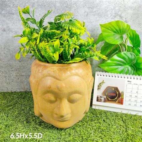 Brown Shade Khurja Ceramic Indoor Buddha Pots - Khurja Pottery Hub