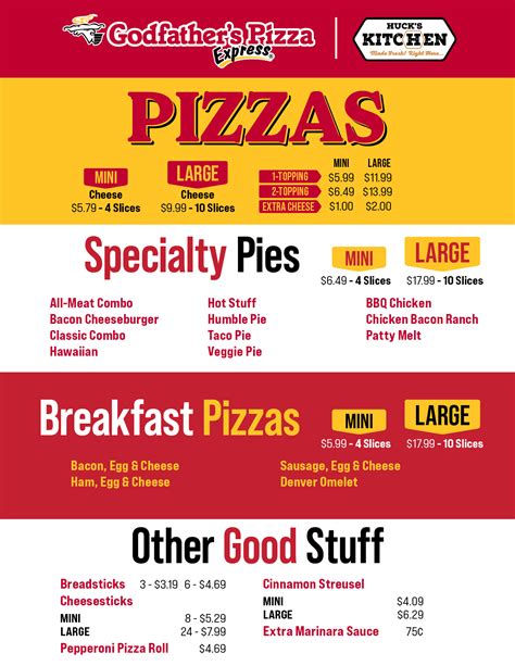 Godfather's Pizza Menu - Huck's