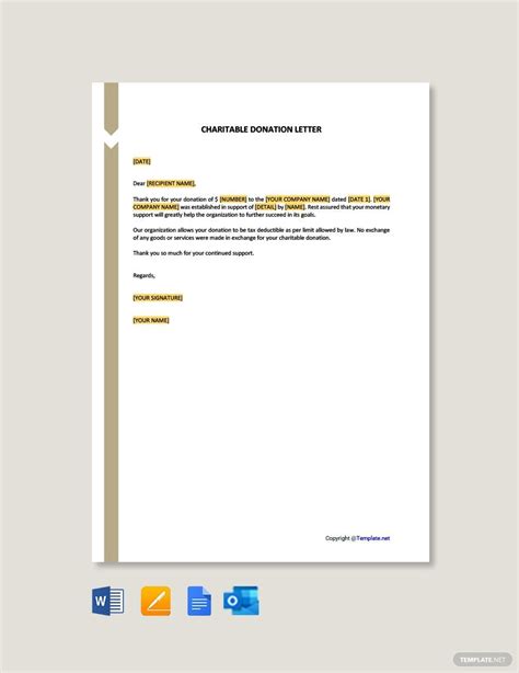 Charitable Donation Letter Template in Google Docs, Word, Pages, Outlook, PDF - Download ...