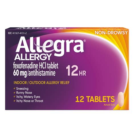 Allegra Adult 12HR Tablet (12 Ct, 60 mg), Allergy Relief - Walmart.com ...