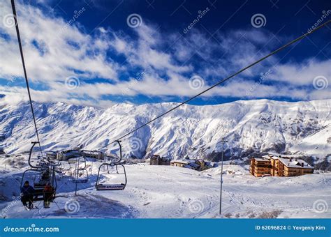 Ski-resort Gudauri, Georgia Editorial Stock Image - Image of clouds, gudauri: 62096824