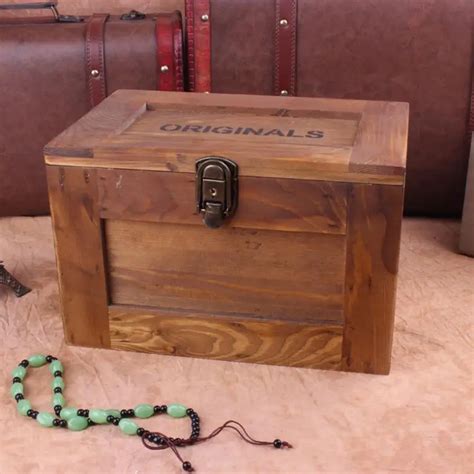 Treasure chest wooden lockable storage box cosmetic secret safe storage ...