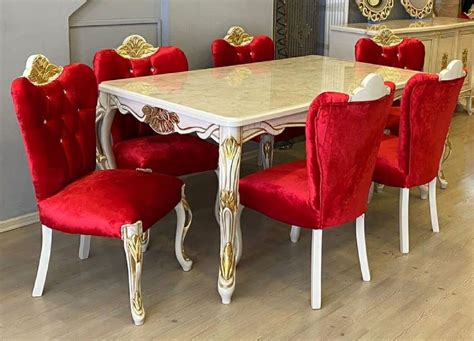 Casa Padrino luxury baroque dining room set red / white / gold - 1 ...