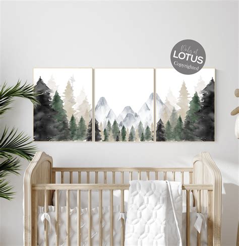 Nursery Decor Mountain, Nursery Wall Art, Tree Nursery Decor, Adventure ...