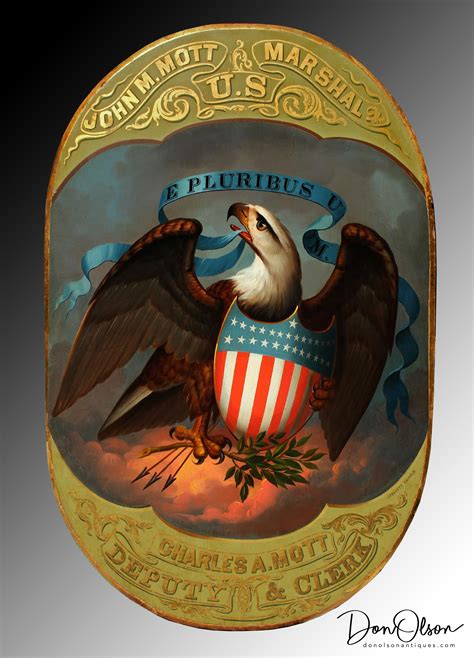 IMPORTANT HISTORIC SIGNBOARD. PATRIOTIC EAGLE AND SHIELD. SYMBOLS OF AMERICA. ca. 1853 ...