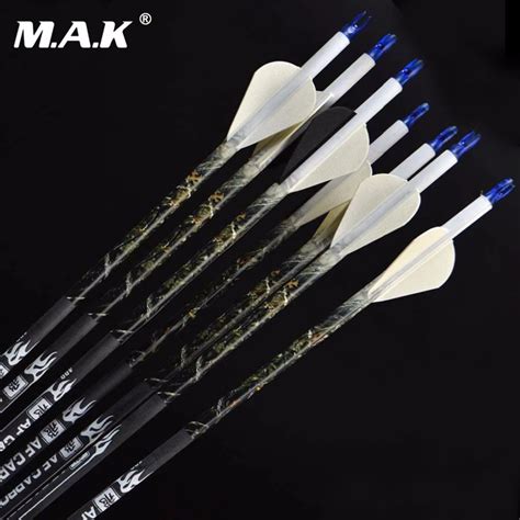 6/12pcs Pure Carbon Arrow Archery Arrow 30 Inches Spine 400 Fit for Compound Bow Arrow 7.5mm ...