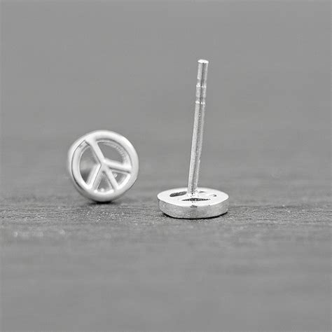 Peace Sign Earrings Tiny Studs Sterling Silver 5.7mm | JacquelineLeanor