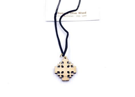 Jerusalem Cross Necklace Made of Olive Wood