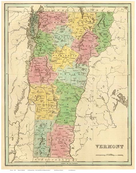 Vermont 1838 - Bradford - Old State Map Reprint - OLD MAPS