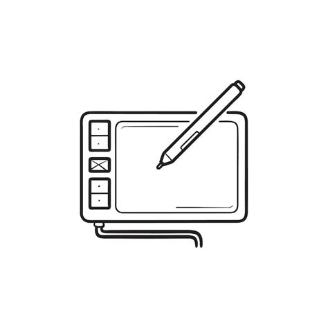 Premium Vector | Digital drawing tablet hand drawn outline doodle icon ...