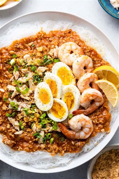 Pancit Palabok: Filipino Noodles with Pork & Shrimp - Kitchen Confidante®