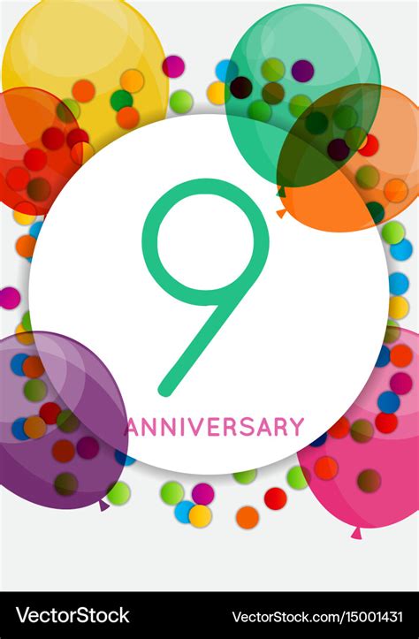 Template 9 years anniversary congratulations Vector Image