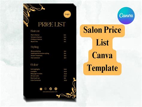 Price List Template, Small Business Price List, Editable Price Sheet, Salon Price List, Download ...