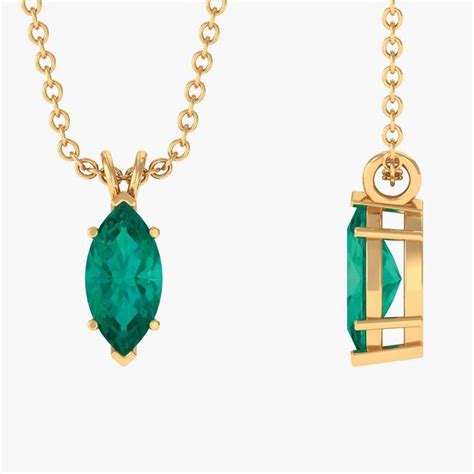 3/4 CT Marquise Cut Emerald Solitaire Drop Pendant Necklace | Drop ...