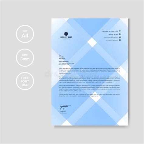 Professional Blue Letterhead Graphic Element Template Stock Vector ...