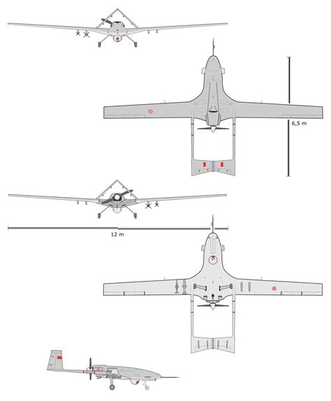 Bayraktar TB2 Blueprint - Download free blueprint for 3D modeling