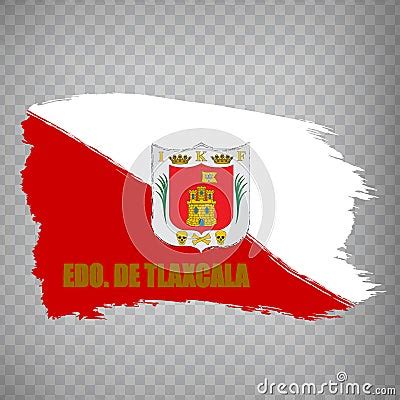 Flag Of Tlaxcala Brush Strokes. Flag State Tlaxcala Of Mexico On Transparent Background Cartoon ...