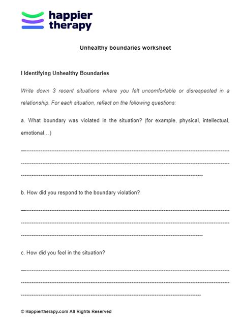 Unhealthy Boundaries Worksheet (that Helps) | HappierTHERAPY