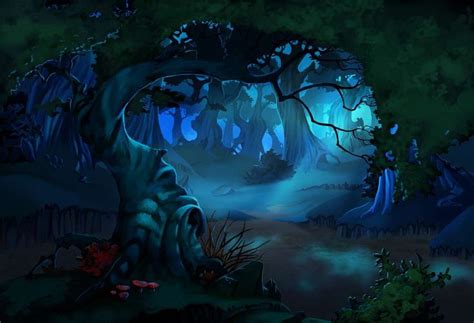 Night illustration, Night forest, Illustration