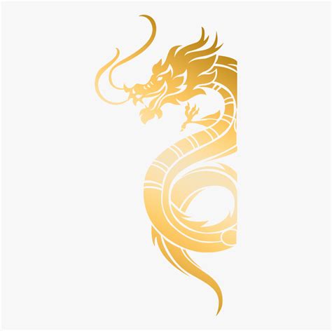 Chinese Dragon Gold Minimal , Free Transparent Clipart - ClipartKey