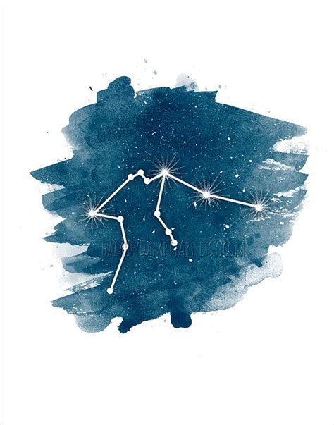 Aquarius Zodiac Constellation Astrology print by HamptyDamptyArt Watercolor art print, Blue ...