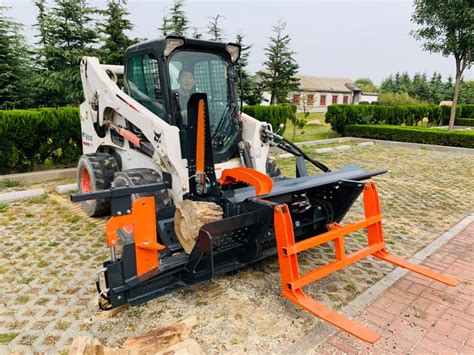 Skid Steer Loader Automatic Firewood Processor 14ton Wood Splitter - China Skid Steer Attachment ...