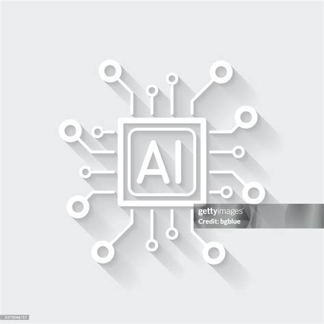 Processor With Artificial Intelligence Ai Icon With Long Shadow On ...