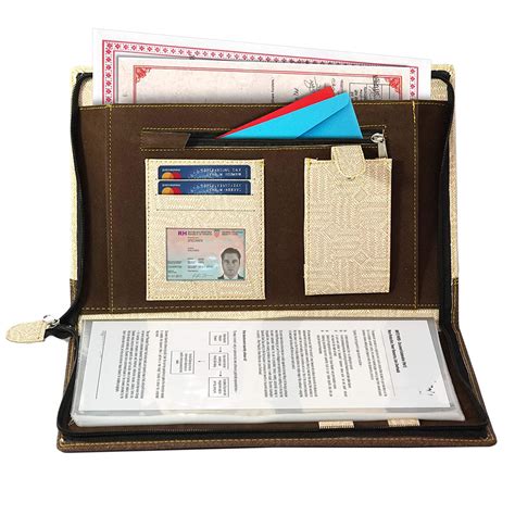 DAHSHA Leather Professional File Folder with 20 Sleeves for File Folders for Certificates ...