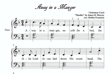 Away in a Manger Piano Sheet Music, Christmas Sheet Music, Piano, Let's ...