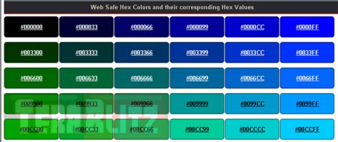 Web Safe Hex Colors - 216 Cross Browser Color Pallete Cheat Sheet