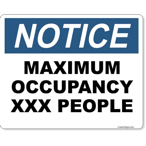 8" x 10" Notice Maximum Occupancy Full Color Sign - CustomSigns.com