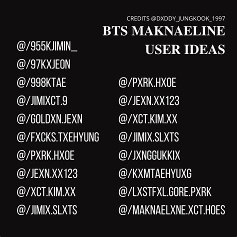 CREDITS @DXDDY_JUNGKOOK_1997 BTS MAKNAELINE USER IDEAS FOR IG in 2023 | Name for instagram ...