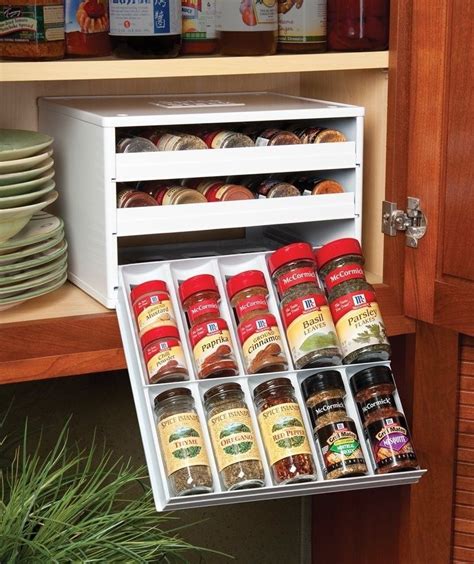 SPICE Rack Stack Bottle Jar SpiceStack ORGANIZER Storage w Labels For Cabinets | Spice rack ...