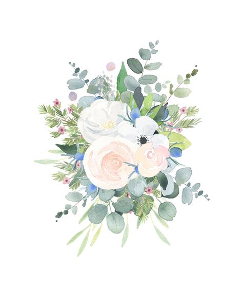 Floral Bouquet Clipart Watercolor Clip Art Flower PNG Files | Etsy